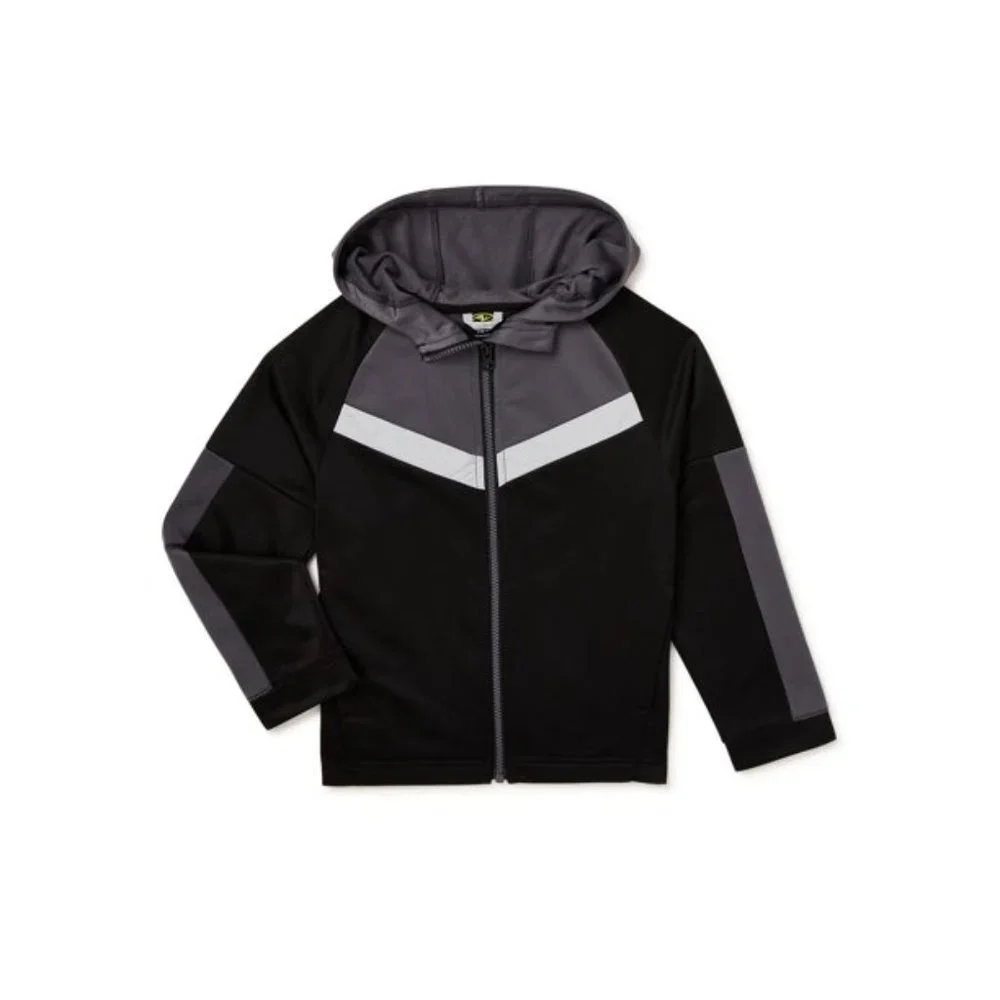 ⭐️HP⭐️ NWT ATHELTIC Black and Grey Hooded Sweatshirt Youth Large (10/12) - Picture 1 of 8